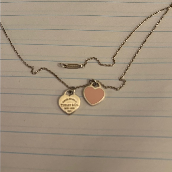 Authentic Tiffany Necklace 16 in Silver & Pink Heart Pendant Necklace Gorgeous - Picture 6 of 11